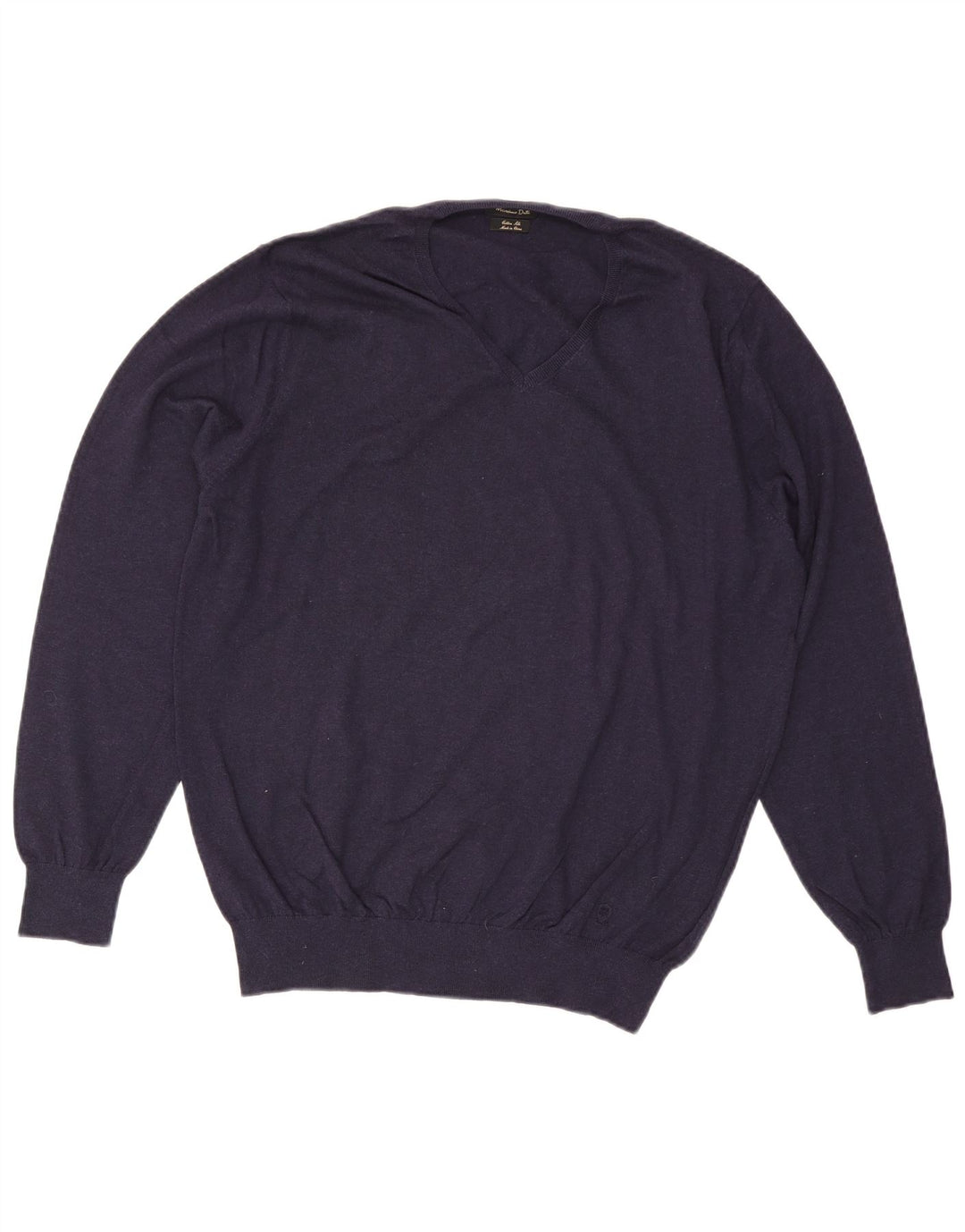 Męski sweter Massimo Dutti z dekoltem w kształcie litery V, XL, granatowy, bawełniany