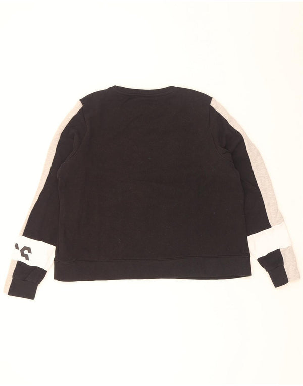 Damska bluza z grafiką Oasis, UK 18 XL, czarna, bawełniana z blokami kolorów