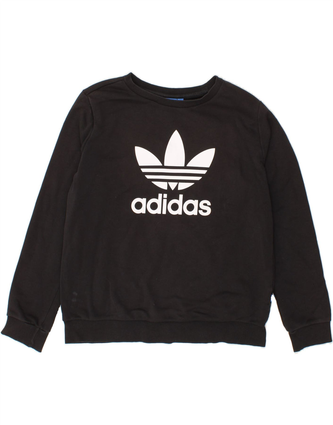 ADIDAS Womens Graphic Sweatshirt Jumper UK 14 Large  Black Vintage Adidas and Second-Hand Adidas from Messina Hembry 