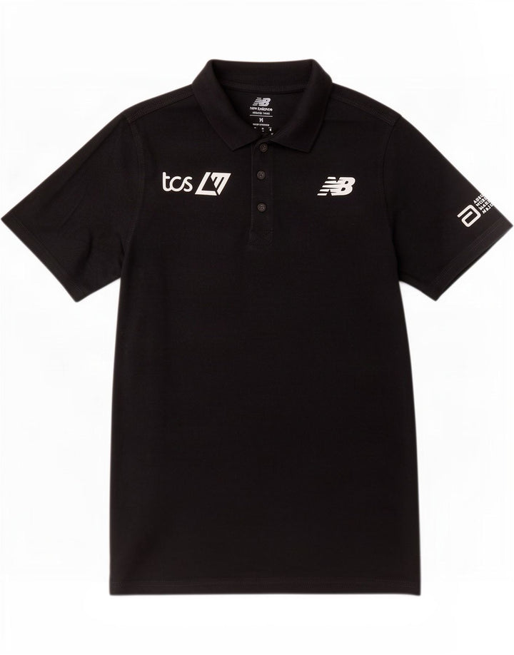 Męska koszulka polo New Balance z grafiką, średnia czarna, bawełniana