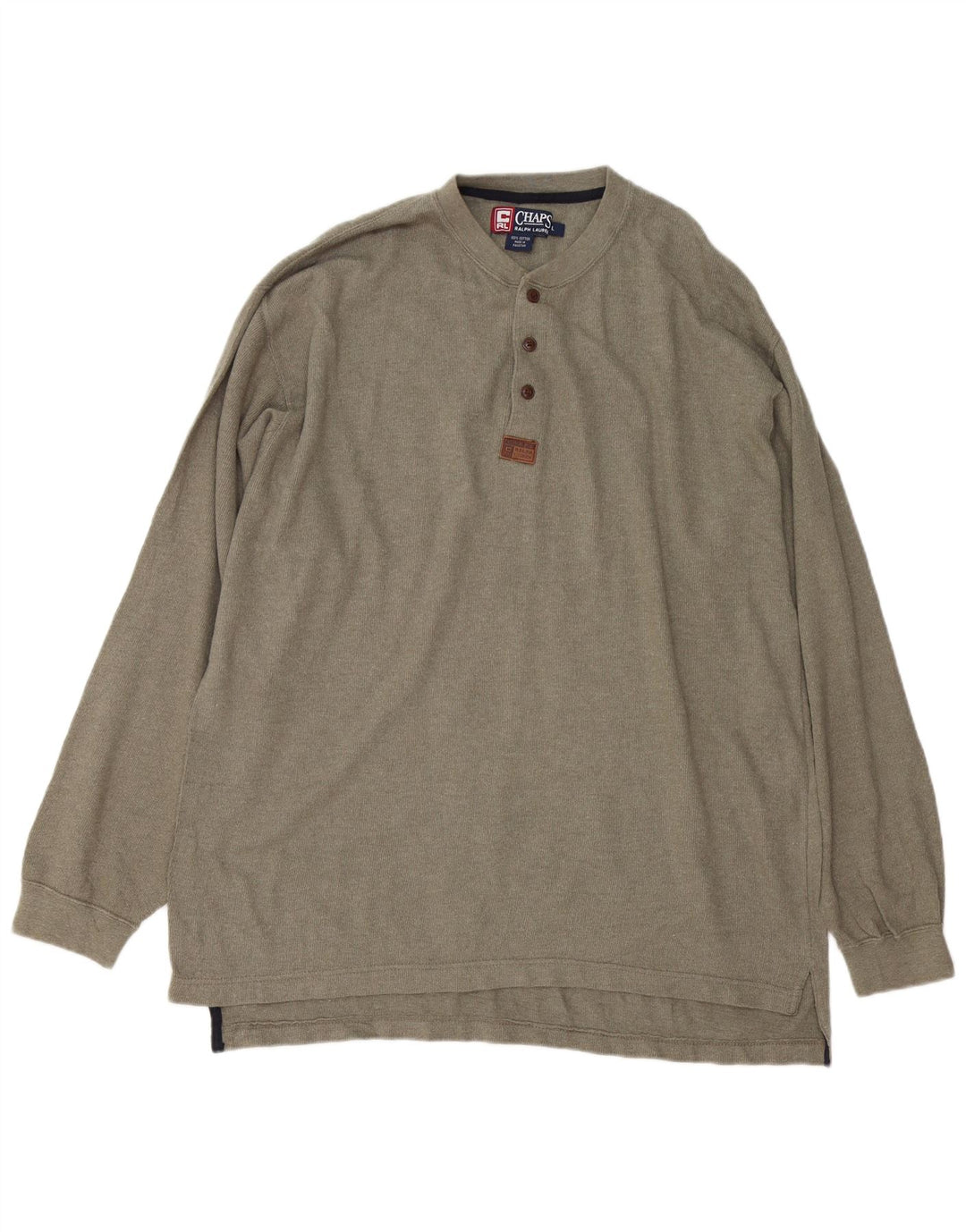 Męski top Chaps Ralph Lauren z długim rękawem, duży, bawełniany khaki