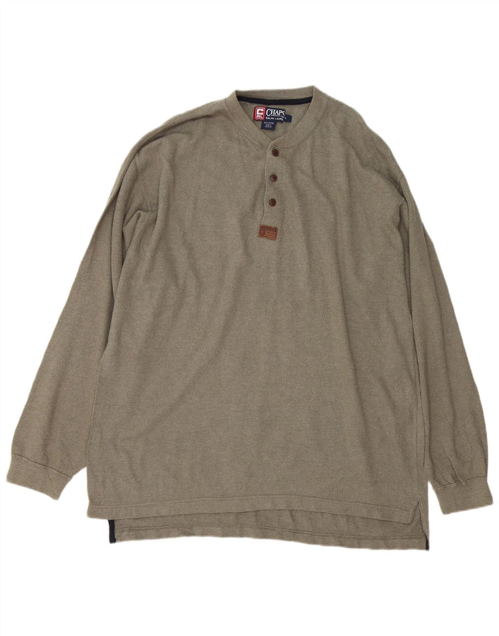 Męski top Chaps Ralph Lauren z długim rękawem, duży, bawełniany khaki