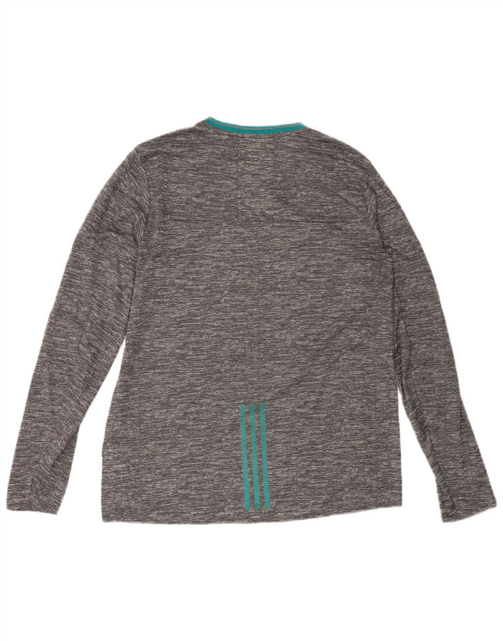 Adidas Męska koszulka Climalite z długim rękawem, duża, szara, nakrapiana, poliester