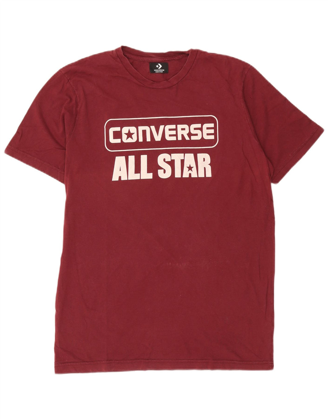 Converse Męski T-shirt z grafiką, duży, bordowy, bawełniany