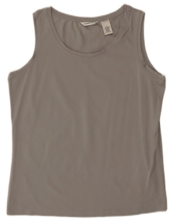LAURA ASHLEY Womens Vest Top UK 10 Small Grey Nylon