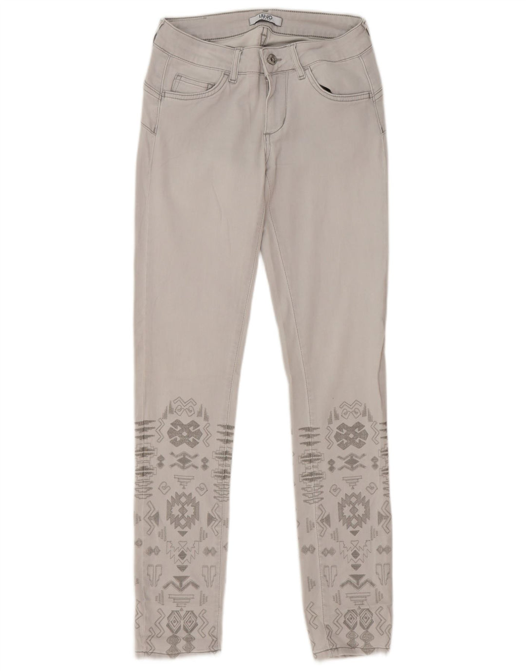 Damskie jeansy Liu Jo W28 L31 Szare geometryczne