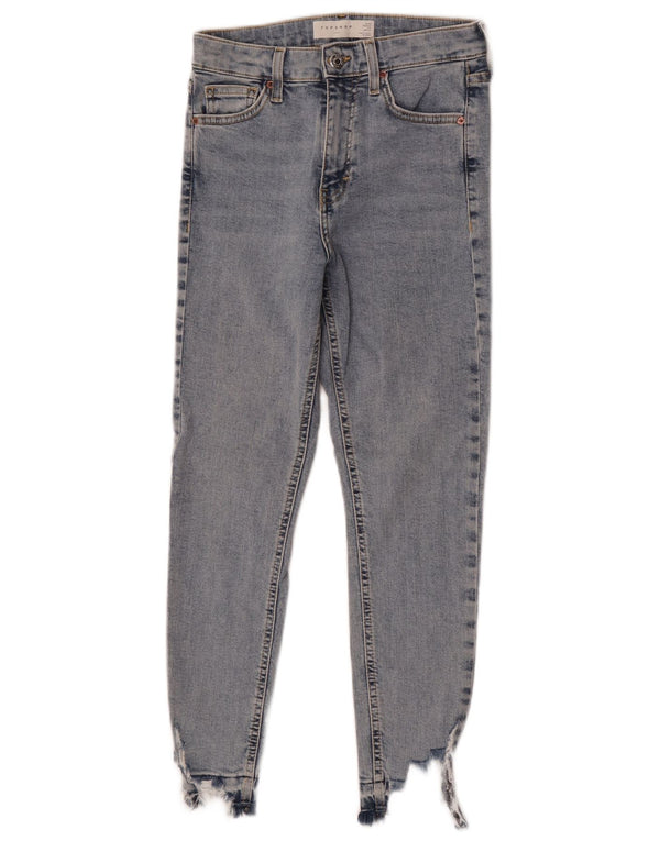 Topshop Damskie Jamie Distressed Crop Skinny Jeans W26 L24 Niebieskie bawełniane