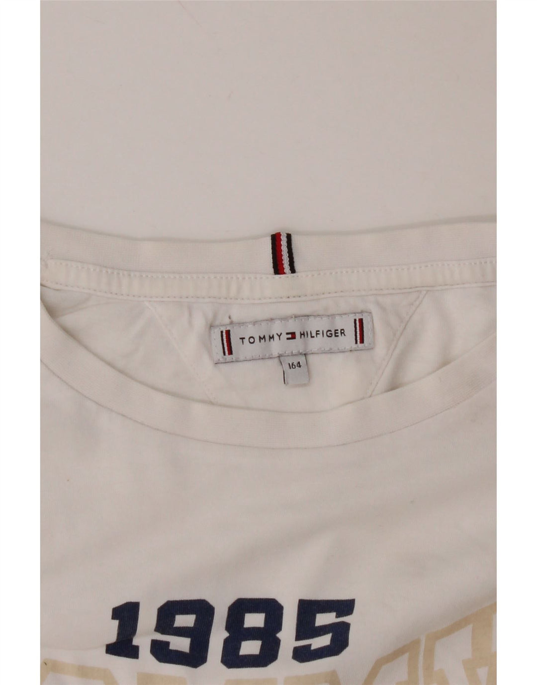 TOMMY HILFIGER Dziewczęcy T-shirt z krótkim rękawem, 13-14 lat, biały