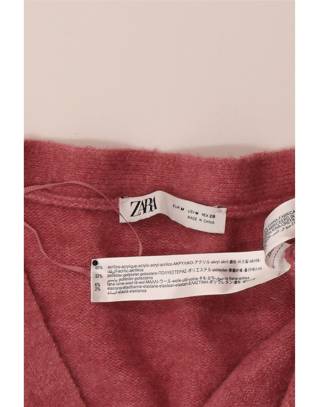 Damski sweter oversize Zara UK 14 Średni różowy akryl
