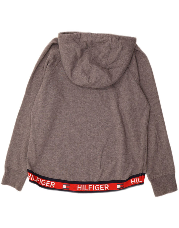 Damska bluza z kapturem Tommy Hilfiger z grafiką UK 14 w kolorze średnioszarym