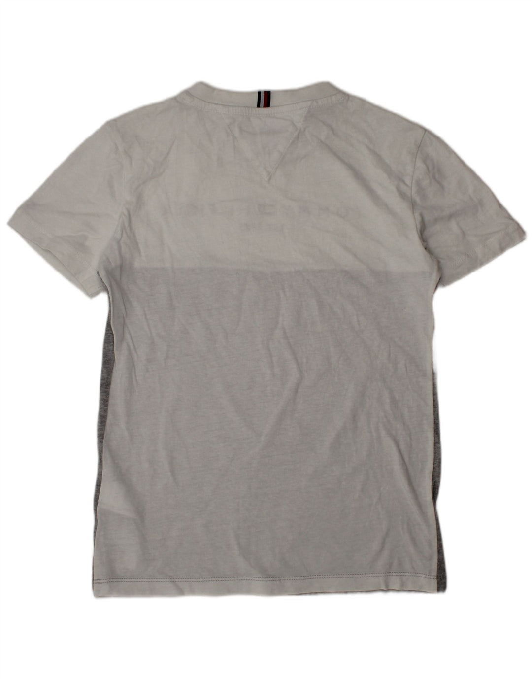 TOMMY HILFIGER Chłopięcy T-shirt z grafiką, 9-10 lat, szara, bawełniana w bloki kolorów