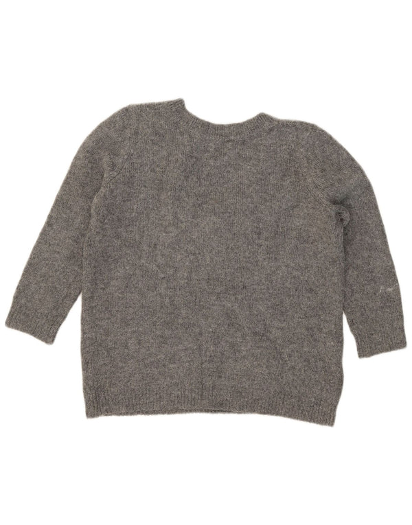 Damski sweter Zara z graficznym dekoltem w kształcie litery V, UK 10, mały szary