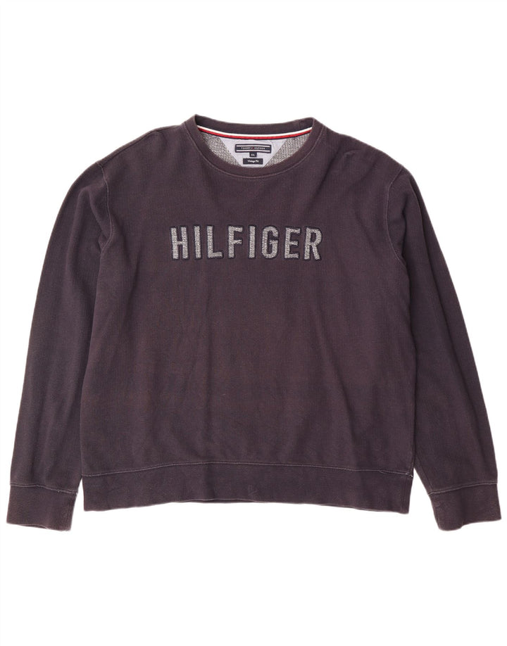 Męski sweter z grafiką TOMMY HILFIGER 2XL, granatowy, bawełniany