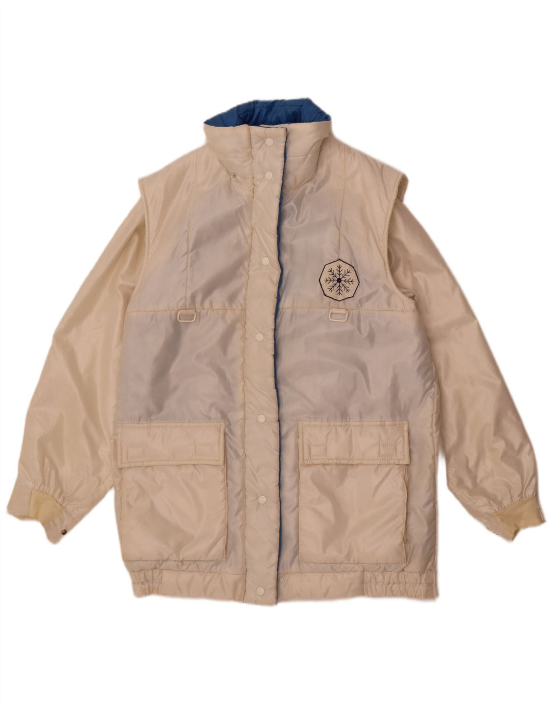 Damski płaszcz przeciwdeszczowy Vintage UK 14 Średni biały