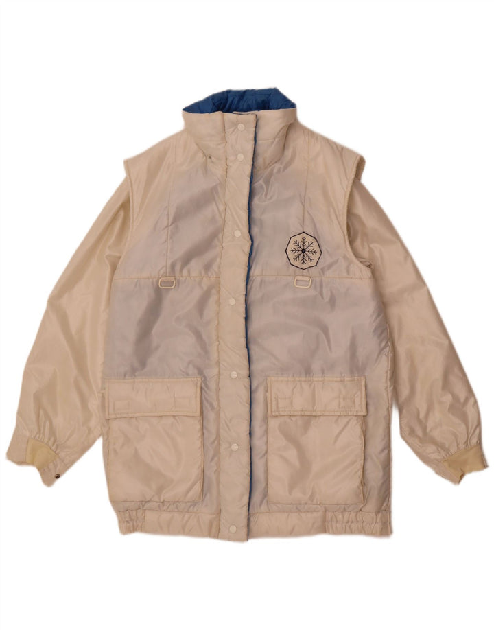 Damski płaszcz przeciwdeszczowy Vintage UK 14 Średni biały