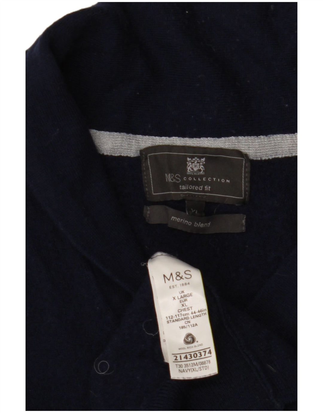 MARKS & SPENCER Krótki sweter damski UK 18 XL Granatowy akryl