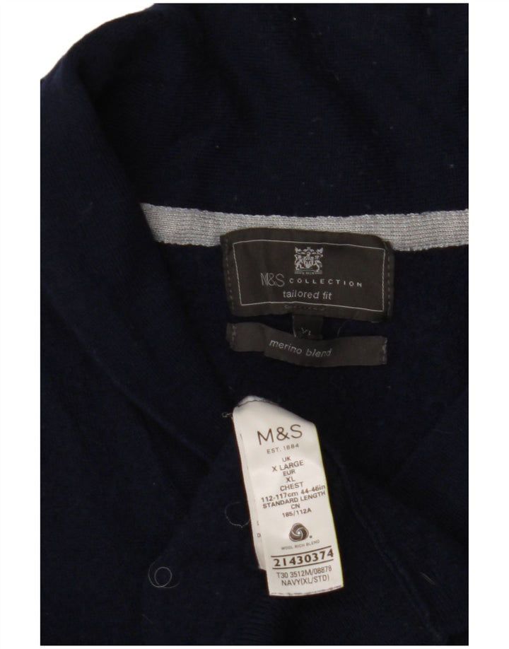 MARKS & SPENCER Krótki sweter damski UK 18 XL Granatowy akryl