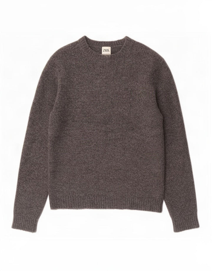 Męski sweter z dekoltem w łódkę Zara Średni szary akryl