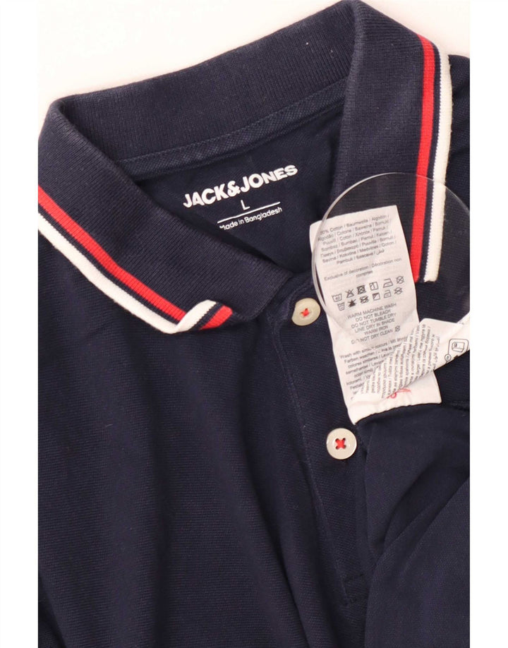 Męska koszulka polo Jack & Jones, duża, granatowa, bawełniana