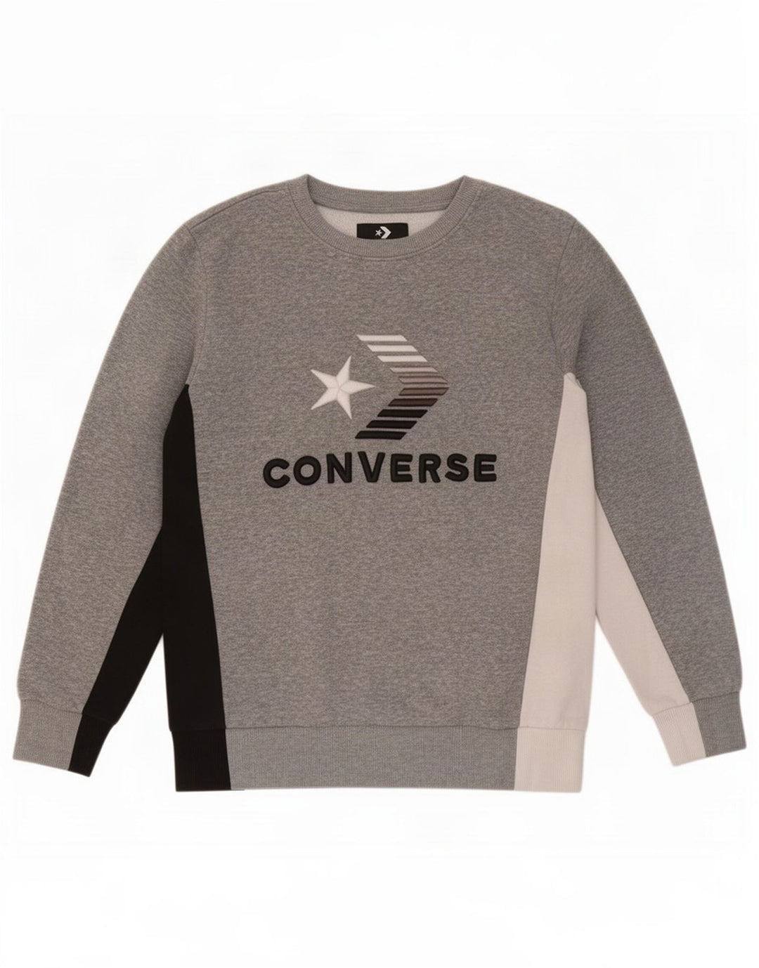 Chłopięcy sweter z grafiką Converse, 12-13 lat, duży, szary, z blokami kolorów