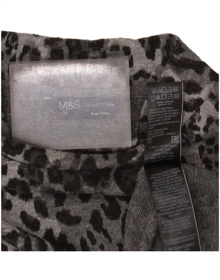 Marks & Spencer Damski top z długim rękawem UK 10, mały, szary, zwierzęcy nadruk