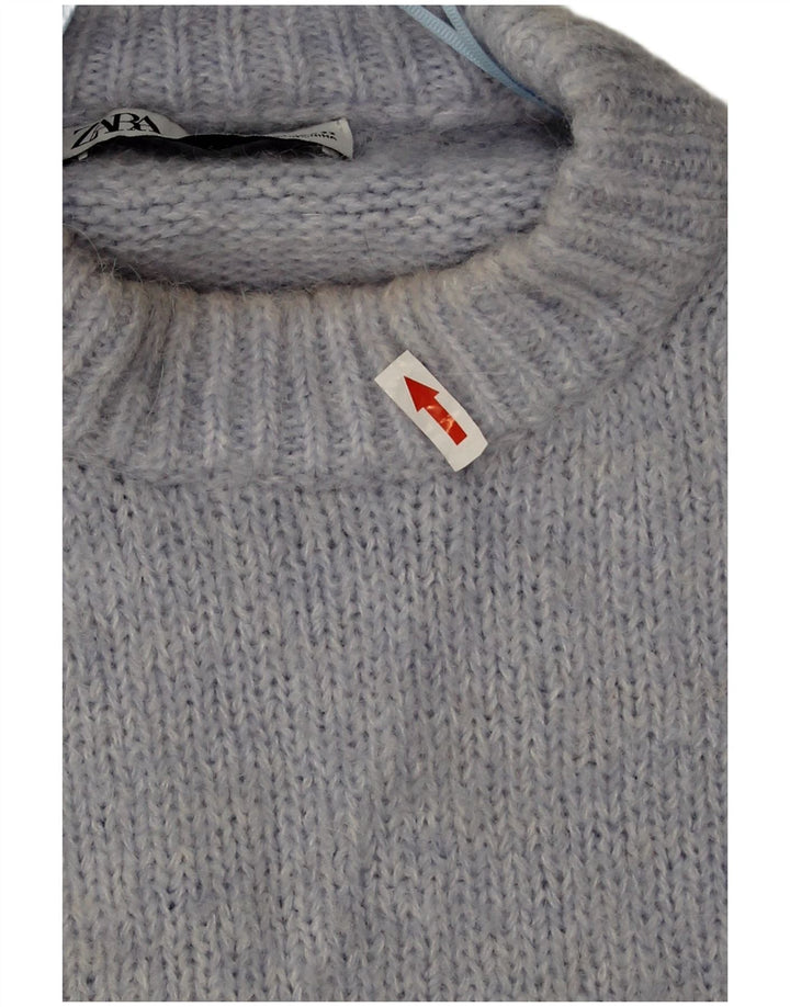 Damski sweter oversize z okrągłym dekoltem Zara UK 18 XL Niebieski poliester