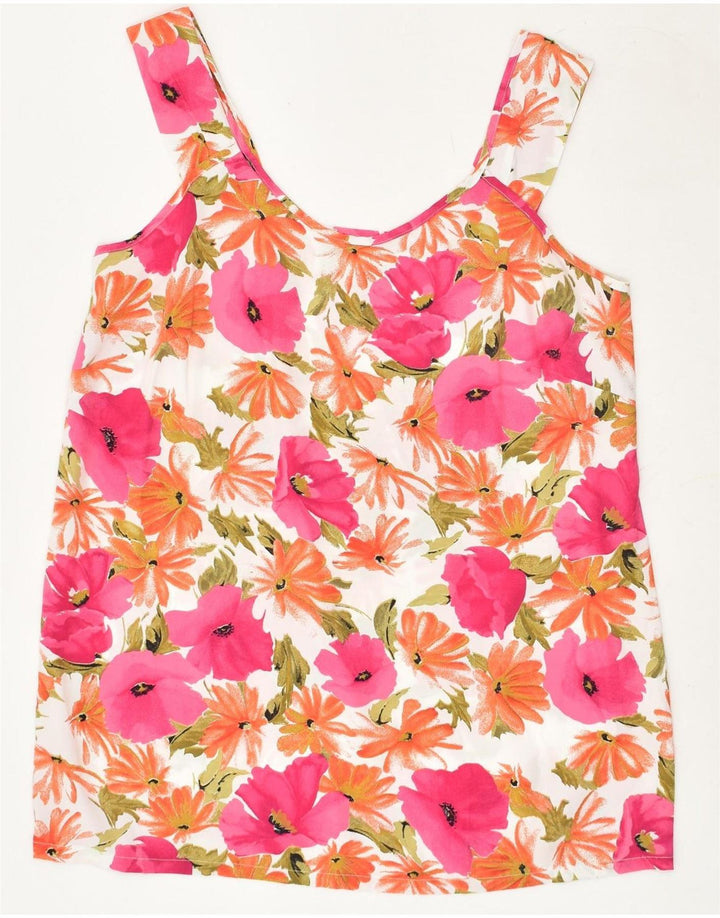 VINTAGE Womens Cami Top UK 10 Small Multicoloured Floral | Vintage Vintage | Thrift | Second-Hand Vintage | Used Clothing | Messina Hembry 