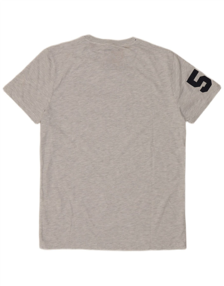 Męski T-shirt SUPERDRY z grafiką, średnioszary, bawełniany w cętki
