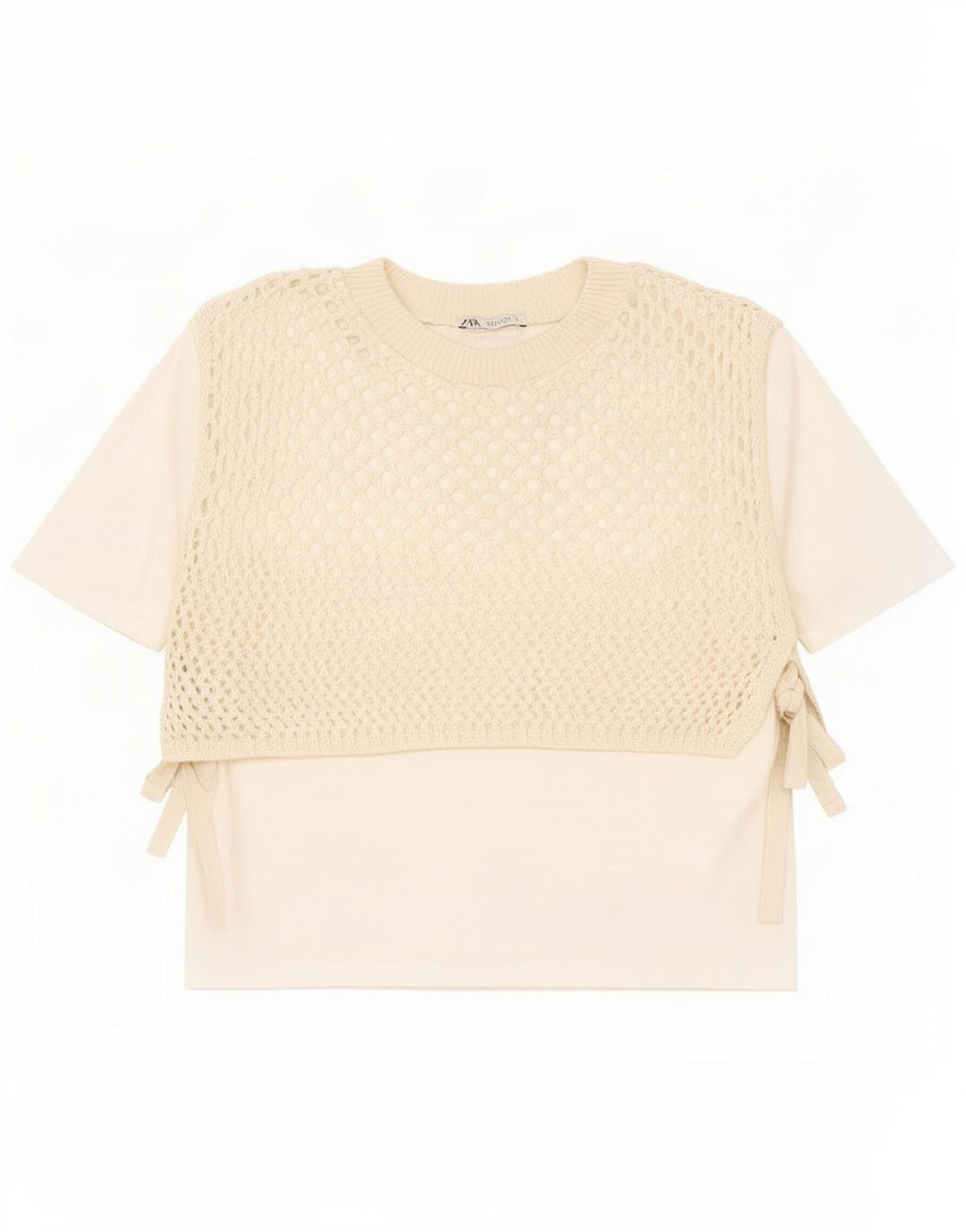 Damska szydełkowa bluzka Zara Top UK 10 Small Beige