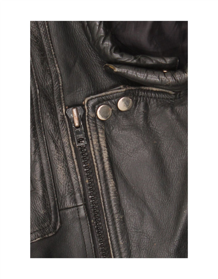 Vintage męska skórzana kurtka motocyklowa UK 36 Small Black Biker