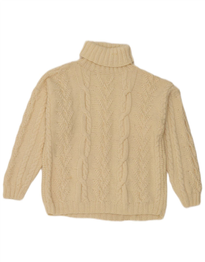 Vintage damski sweter z golfem UK 12 średni złamanej bieli