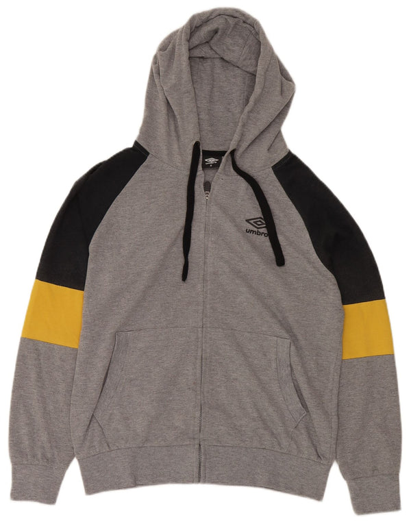 UMBRO Męski sweter z kapturem i zamkiem błyskawicznym Średnioszary, bawełniany blok kolorów