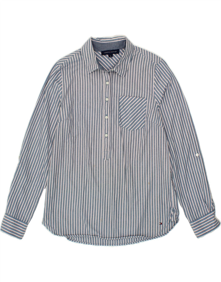 TOMMY HILFIGER Womens Pullover Shirt UK 14 Medium Blue Pinstripe Cotton Vintage Tommy Hilfiger and Second-Hand Tommy Hilfiger from Messina Hembry 