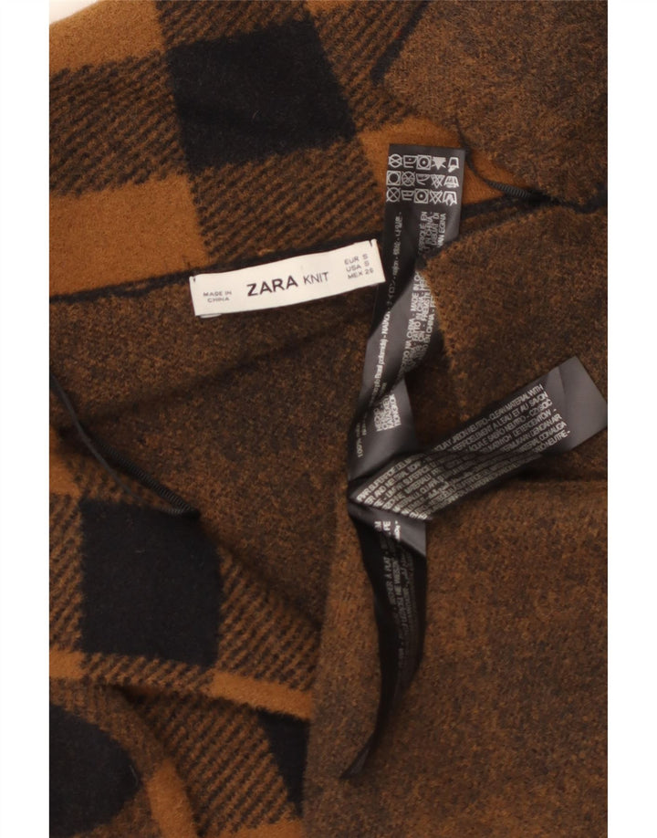 Damski płaszcz oversize Zara UK 10 Small Brown Gingham Nylon