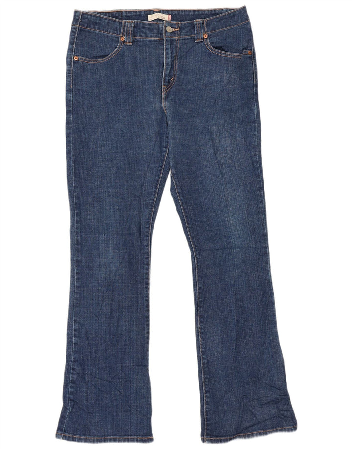 Damskie dżinsy Levi's 525 Bootcut US 12, duże, W34 L32, niebieska bawełna