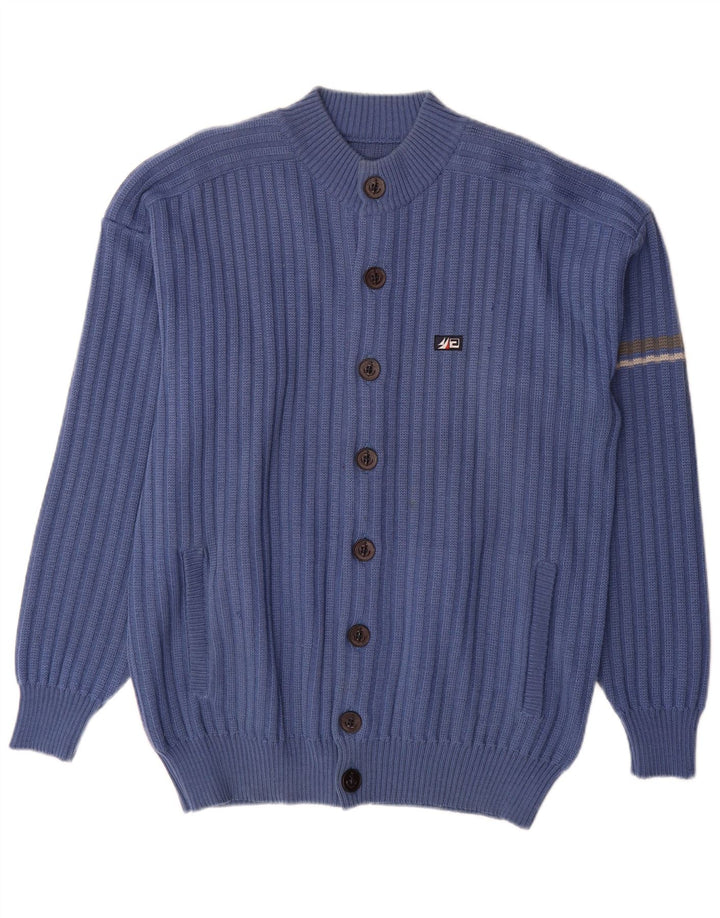 Vintage męski sweter rozpinany, duży niebieski