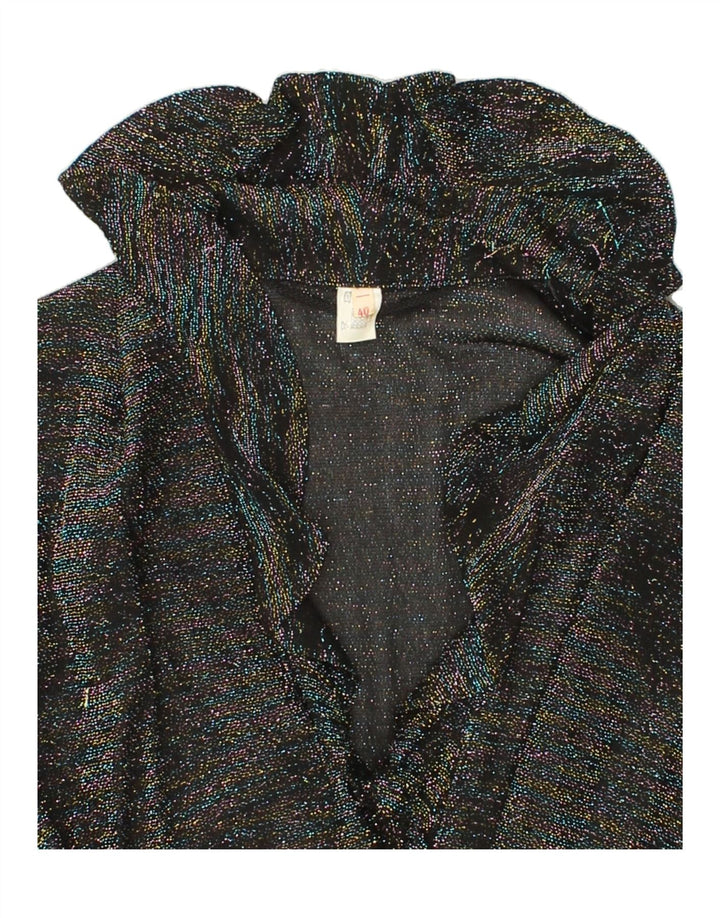 VINTAGE Womens Crop Shirt Blouse EU 40 Medium Black Polyester Vintage Vintage and Second-Hand Vintage from Messina Hembry 