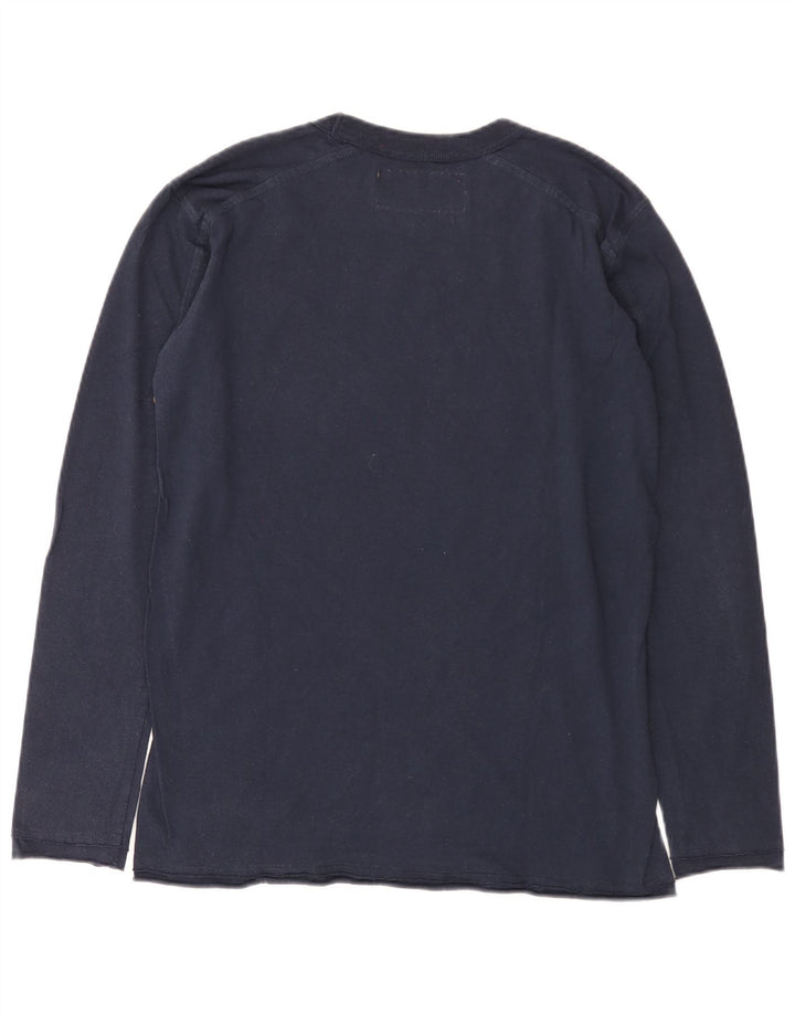 Męski graficzny top Asics z długim rękawem, mały, granatowy, bawełniany