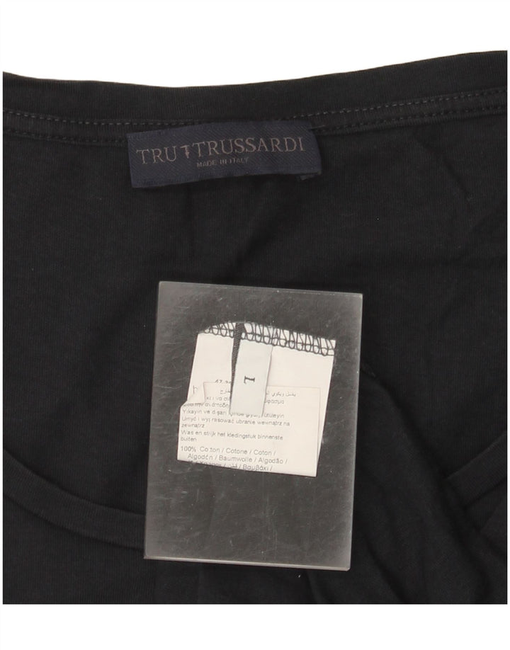 Damska koszulka z grafiką TRUSSARDI Top UK 16, duża, czarna, bawełniana