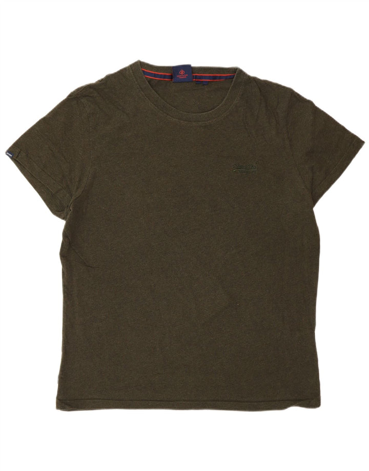 SUPERDRY Męski T-shirt Top, duży, zielony, bawełniany