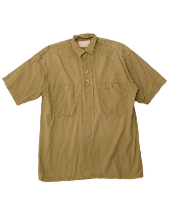 Koszula męska z krótkim rękawem CAMEL ACTIVE, mała, bawełniana w kolorze khaki
