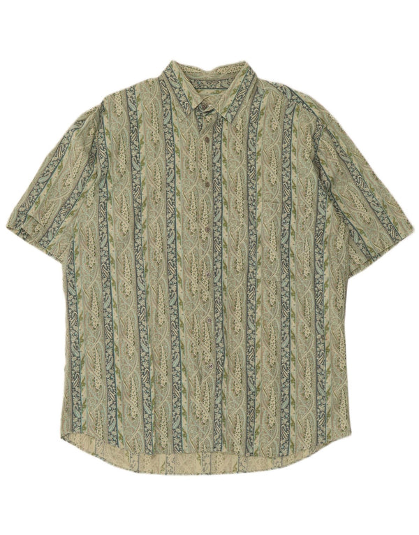 Koszula męska z krótkim rękawem w stylu vintage, rozmiar 39/40, średni zielony paisley