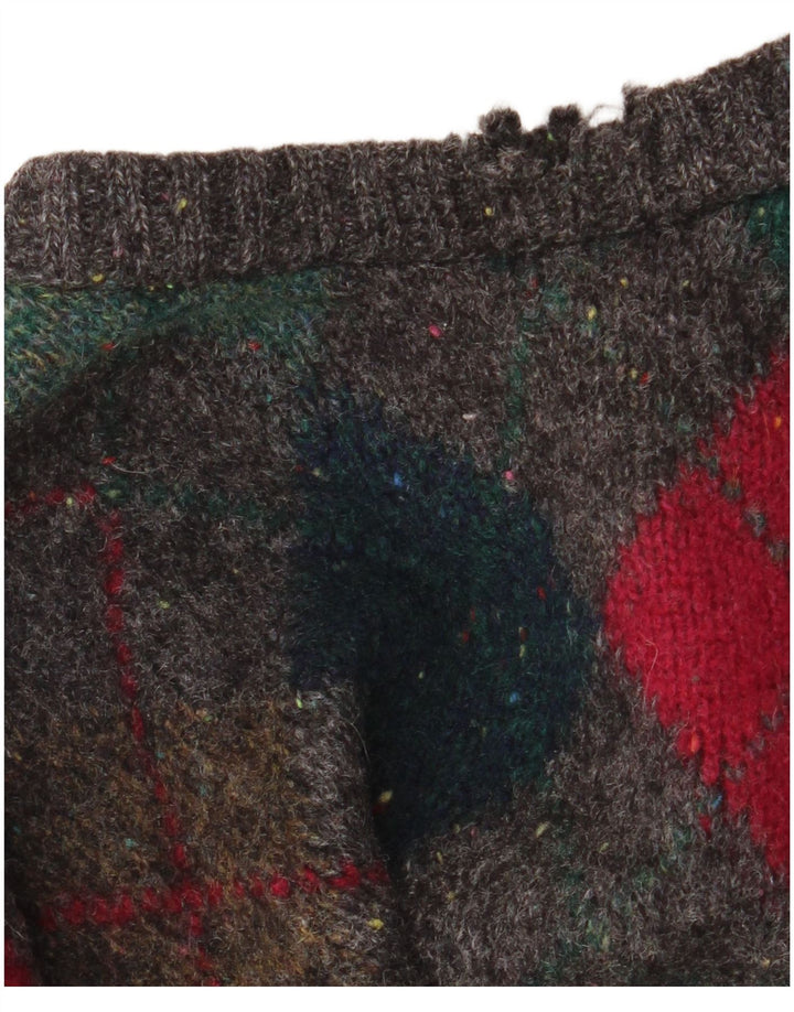 ST. BERNARD Męski sweter z okrągłym dekoltem, duży, szary Argyle/Diament