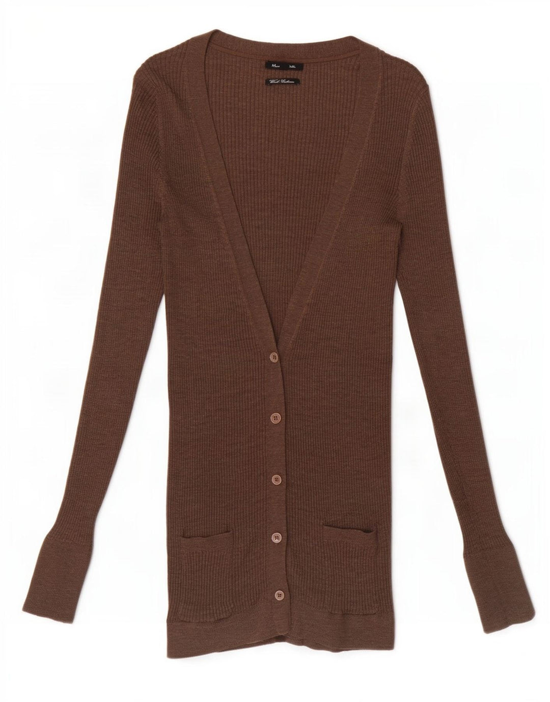 Sweter damski Massimo Dutti Longline Cardigan UK 10 Small Brown Wełna