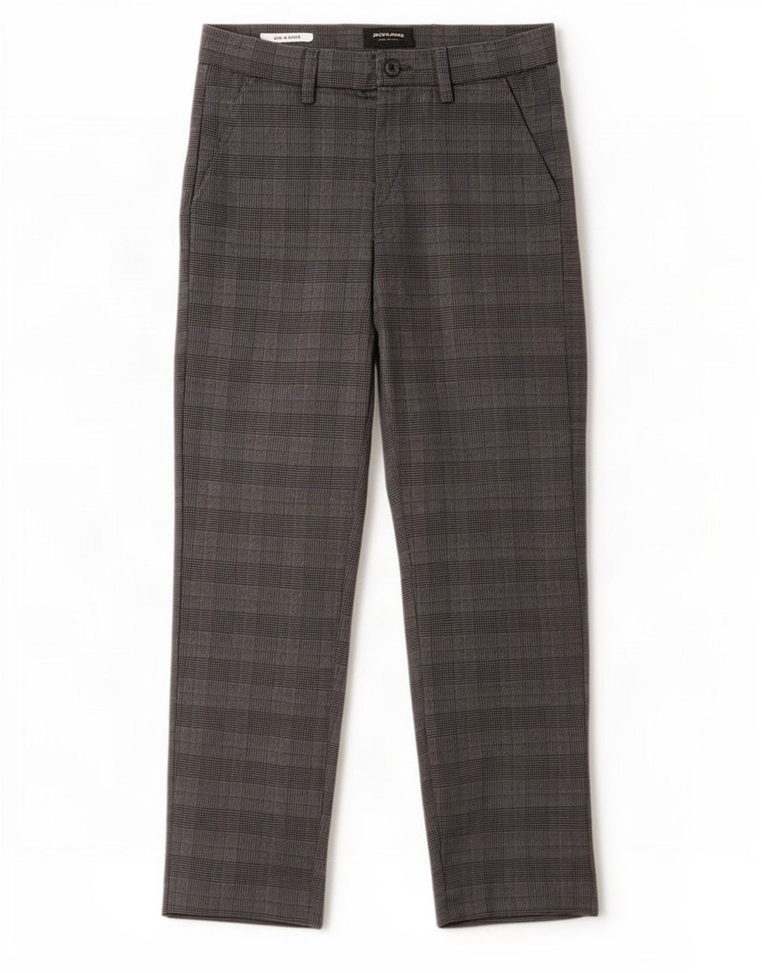 Męskie spodnie garniturowe Jack & Jones Marco W28 L30 w szarą kratkę, poliester