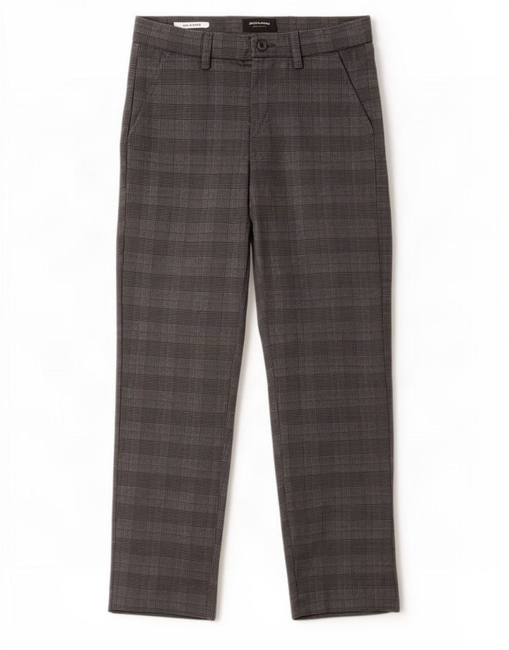 Męskie spodnie garniturowe Jack & Jones Marco W28 L30 w szarą kratkę, poliester