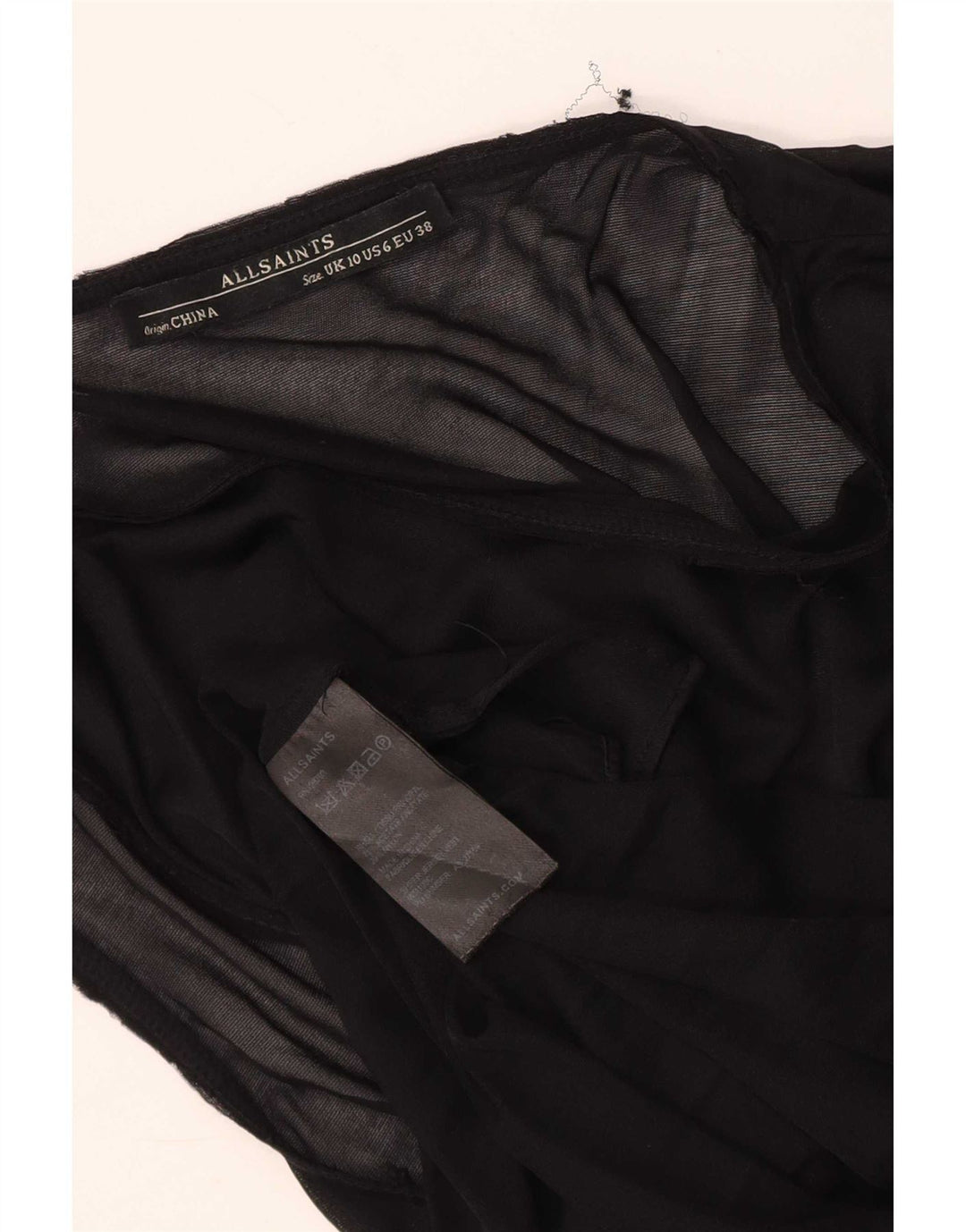 Damska bluzka bez rękawów All Saints Top UK 10 Small Black Acetate