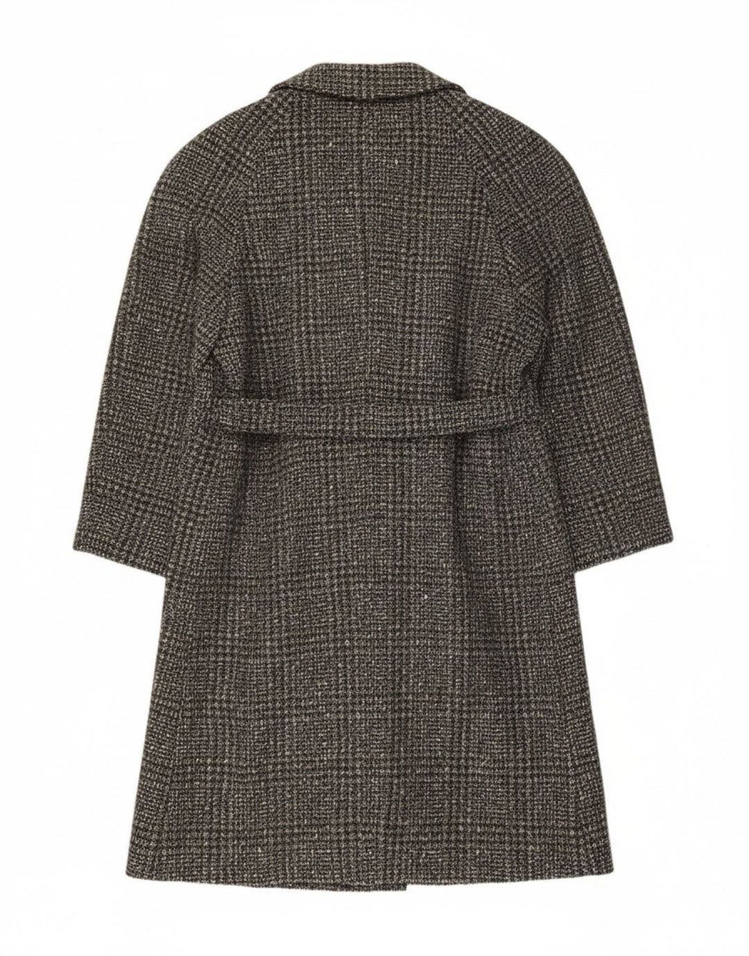 Płaszcz damski w stylu vintage IT 54 3XL Szara krata z dziewiczej wełny