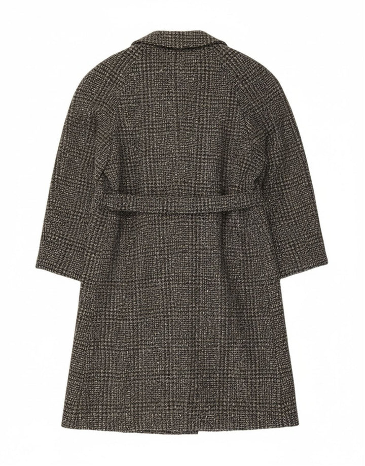 Płaszcz damski w stylu vintage IT 54 3XL Szara krata z dziewiczej wełny