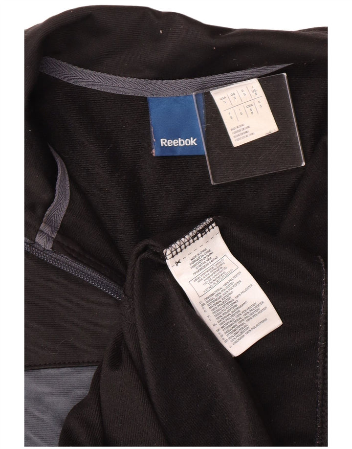 Męska kurtka dresowa Reebok, mała, czarna, z poliestru w blokach kolorów